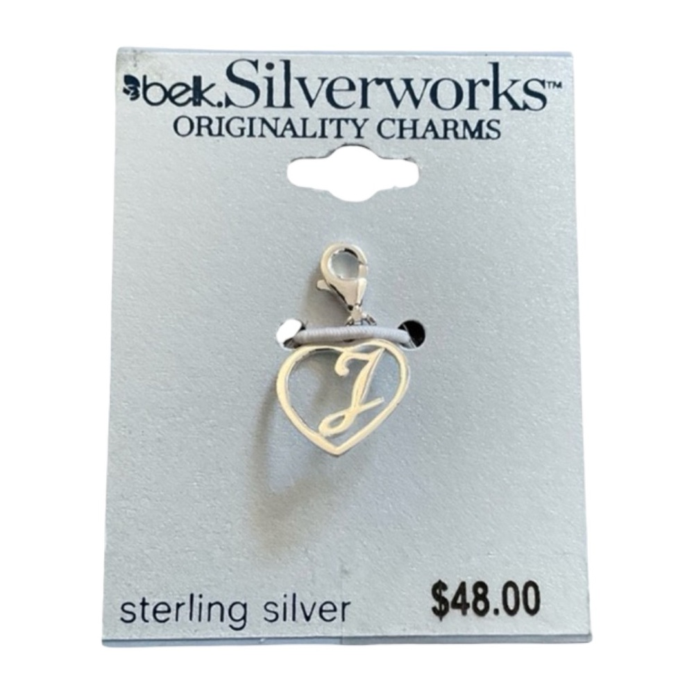 Silverworks Sterling Silver “J” Heart Charm bracelet Originality Charms NWT